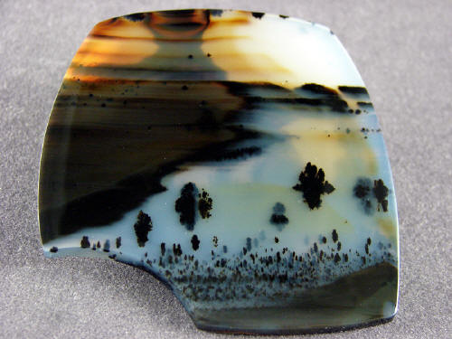 An agate that looks like a river with little trees.